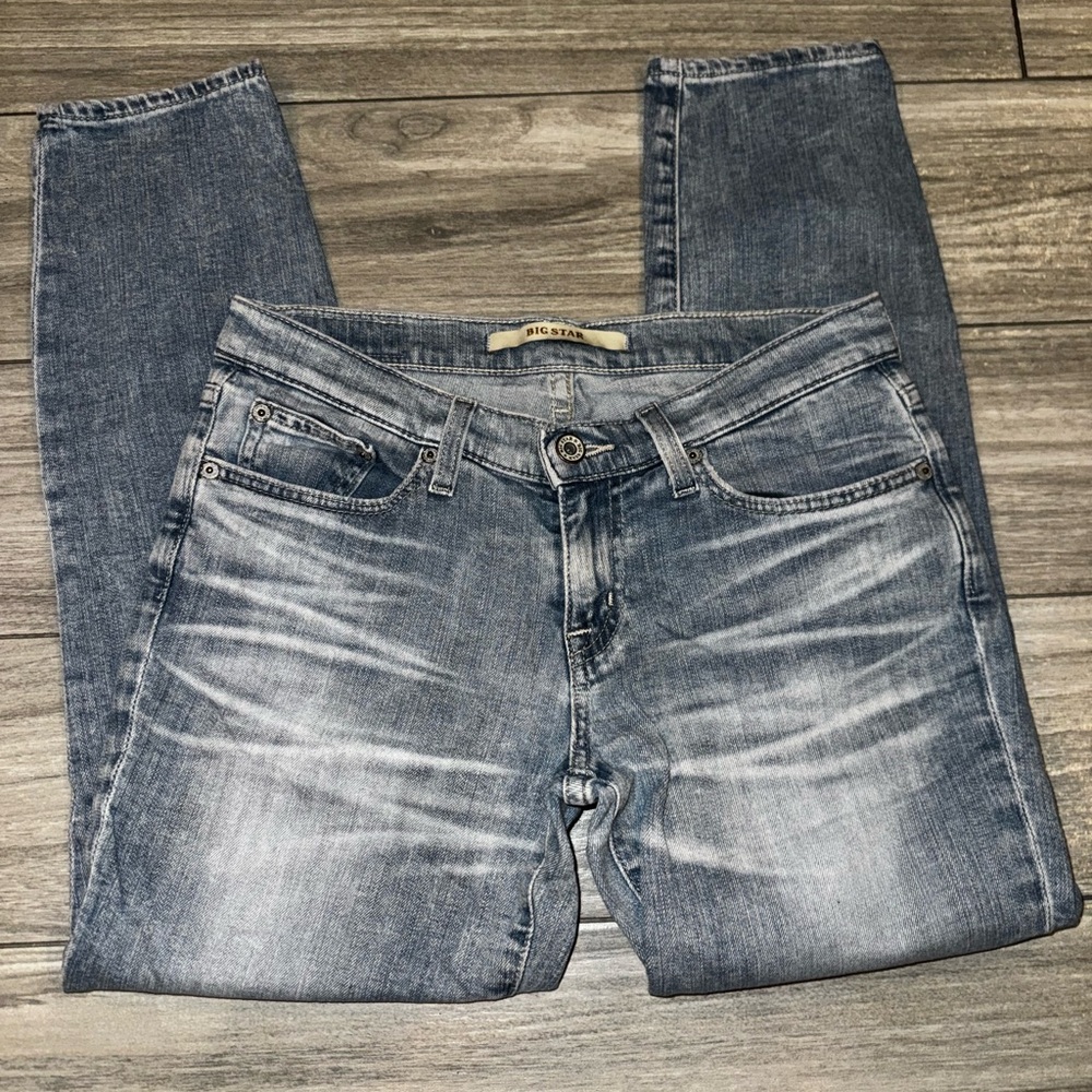BIG STAR Skinny Slim Jeans Blue Medium Wash Denim Button Zip 5-Pocket Women's